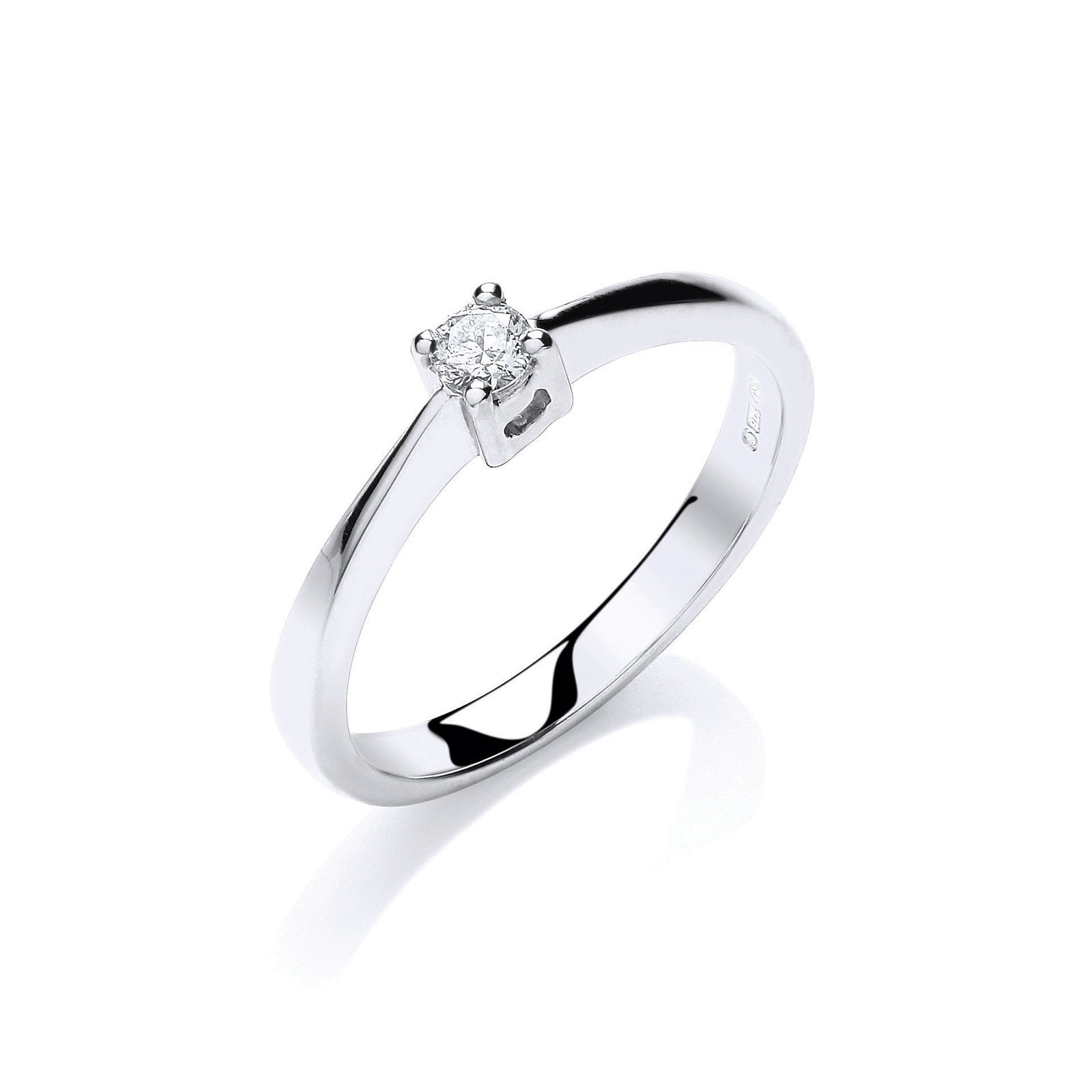 9ct White Gold 0.10ct Solitaire Ring - Fine Ring - Certified Authentic - Swiss Made – Luxury Jewellery by Imperial Tim